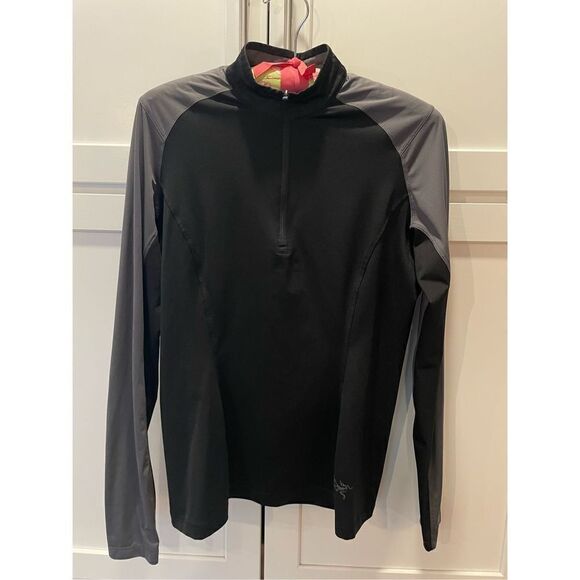 Arcteryx Womens 1/2 Zip Pullover Lightweight Base Layer Black Grey Sz M - Picture 1 of 7